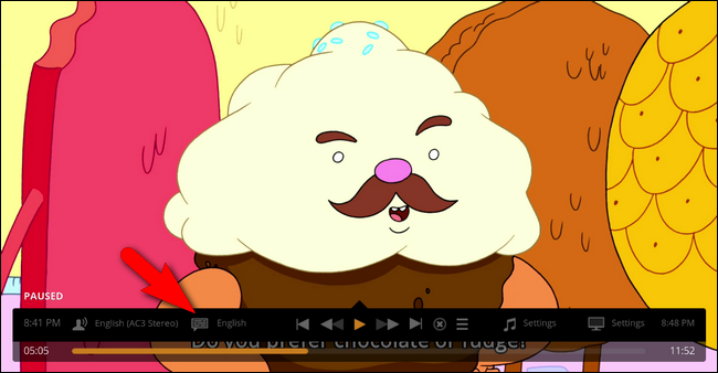 Выбор субтитров в плеере