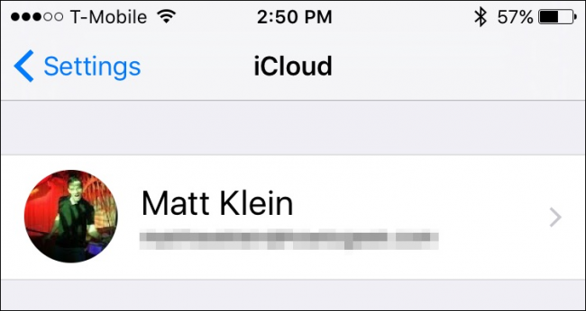 Детали учётной записи iCloud на iPhone