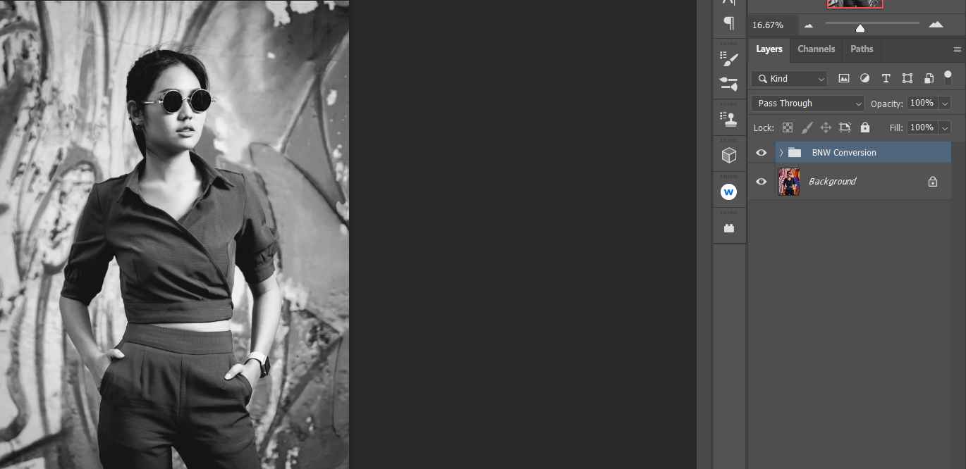 Шаги и результат: от цвета к выразительному чёрно‑белому