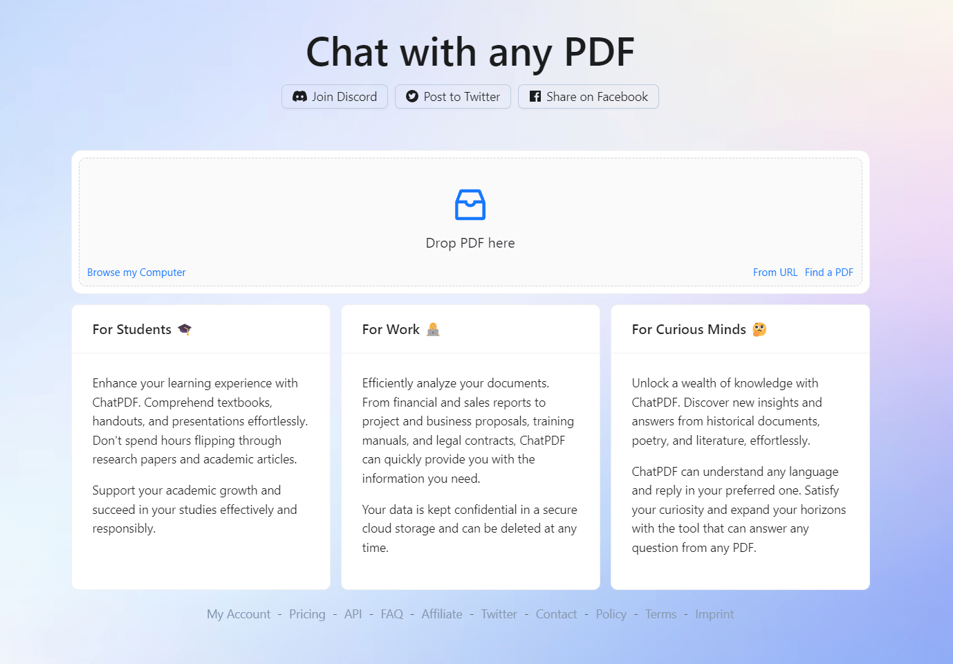 Загрузка и анализ PDF через сторонние сервисы с результатами в чате