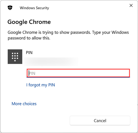 Введите PIN или пароль.