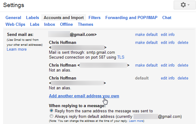 Добавление другого адреса для отправки в Gmail