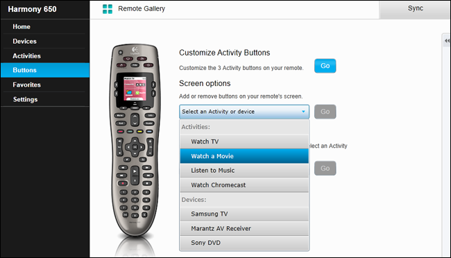 Редактирование экранных кнопок для действия Watch a Movie