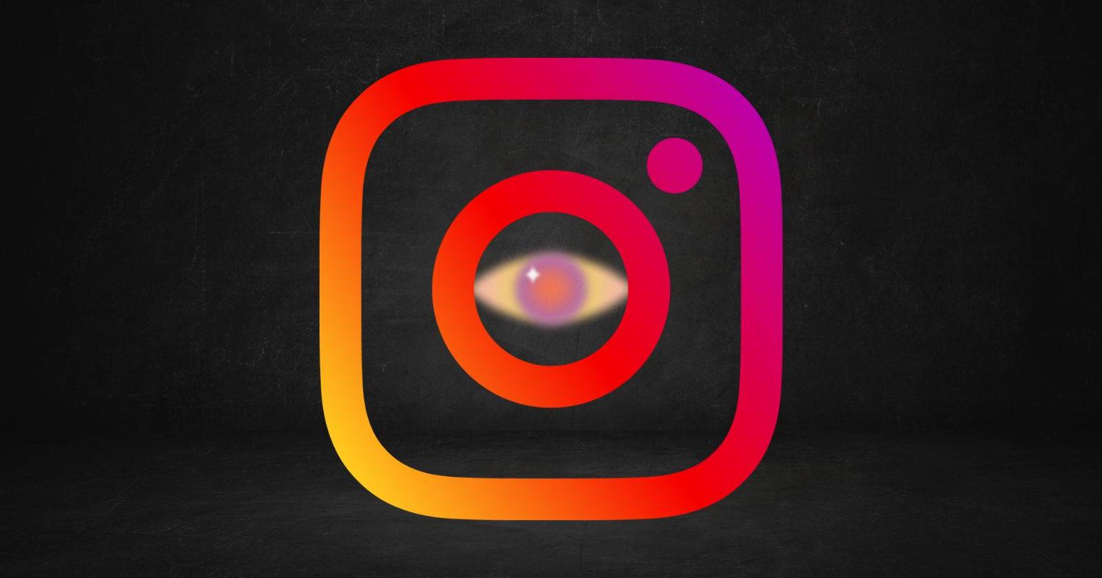 Логотип Instagram и изображение глаза на чёрном фоне