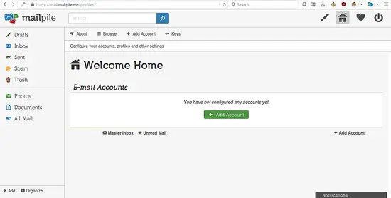 Вход выполнен, список писем