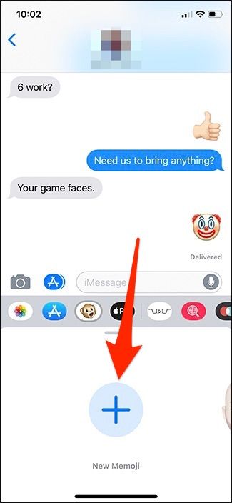 Кнопка создания нового Memoji — плюс