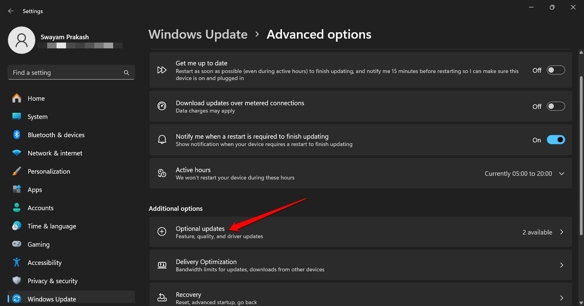 Windows 11 optional updates