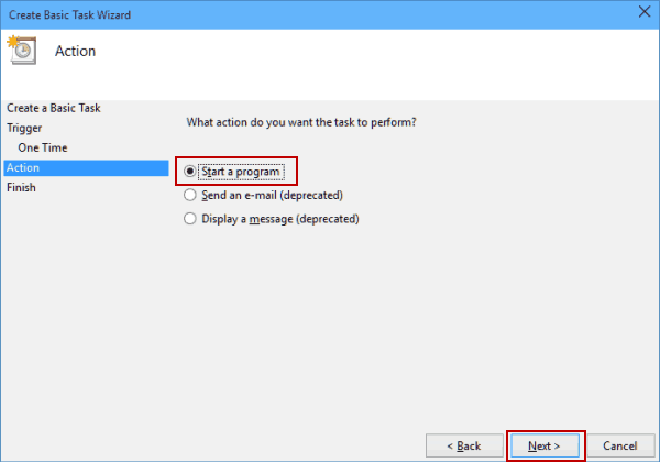 schedule shutdown windows 10 step 6