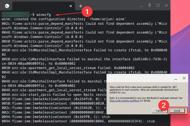 Настройка winecfg