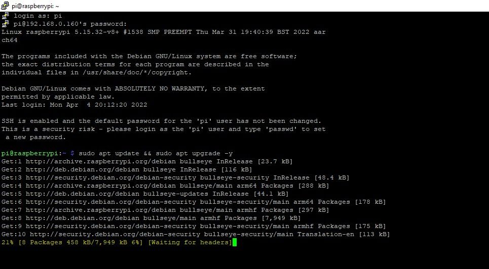 Обновление пакетов на Raspberry Pi