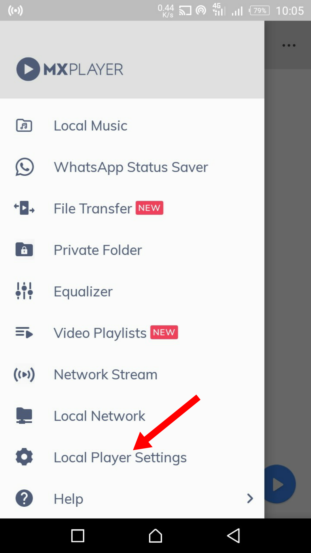 Локальные настройки плеера MX Player