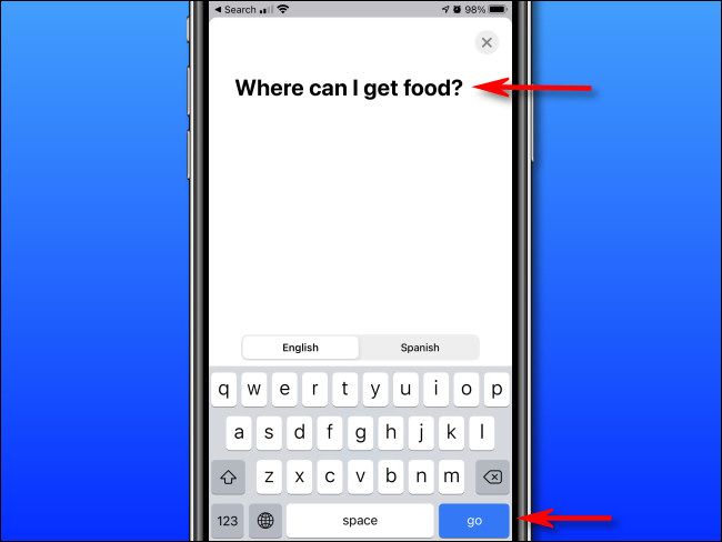 In Apple Translate on iPhone, enter the text you'd like to translate using the on-screen keyboard, then tap 