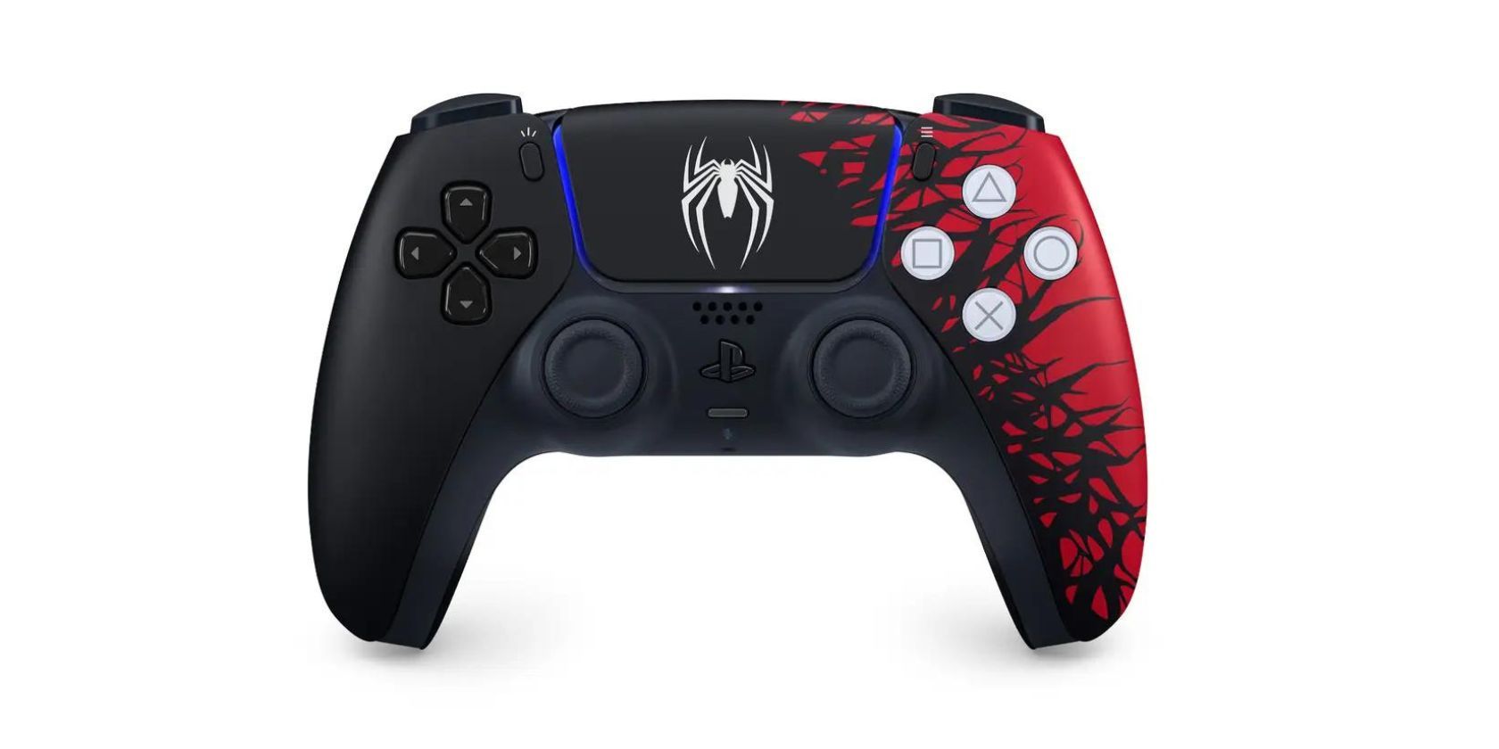 Изображение беспроводного контроллера DualSense в дизайне Spider-Man 2