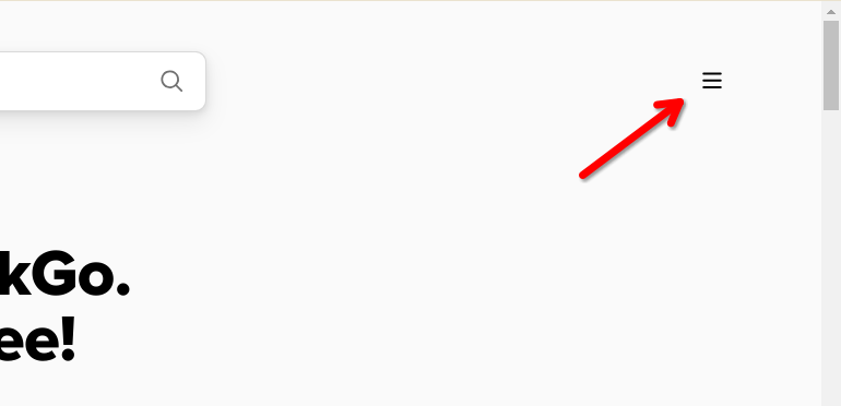 Кнопка меню в правом верхнем углу DuckDuckGo