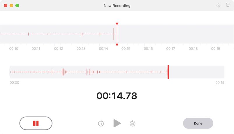 Запись в Voice Memos на Mac