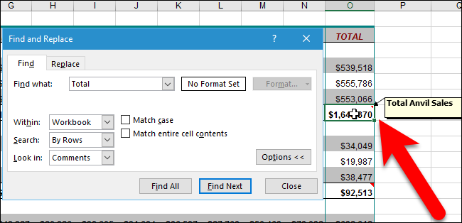 @Найдена ячейка с комментарием, содержащим искомый текст