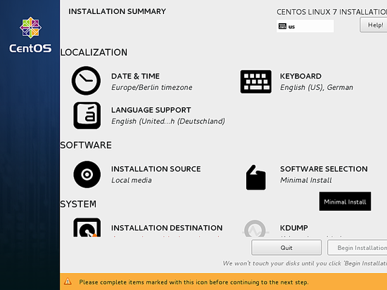 CentOS 7.3 Minimal — базовая установка