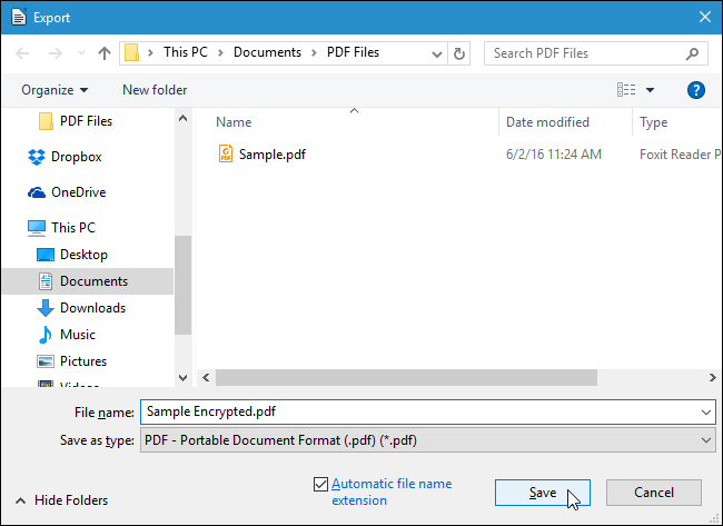 Диалог экспорта PDF
