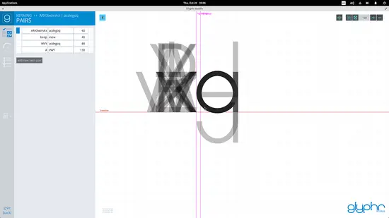 Navigationsmenü mit Kerning‑ und Ligaturoptionen