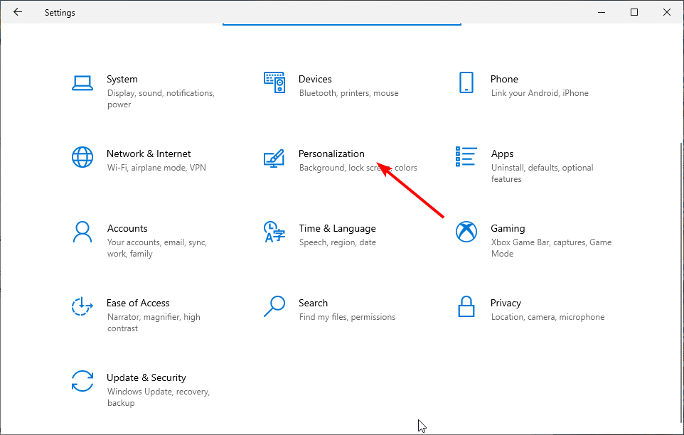 Персонализация — параметры панели задач