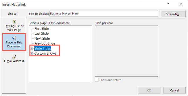 Свернутые Заголовки слайдов и настраиваемые показы