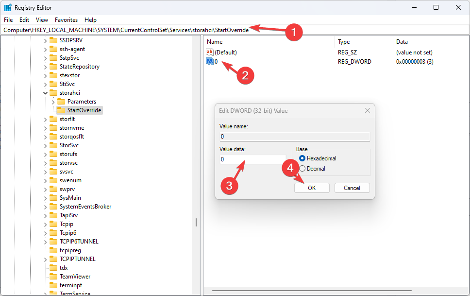 StartOverride для storahci