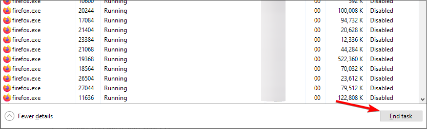 Процесс Amazon отмечен для завершения в Диспетчере задач