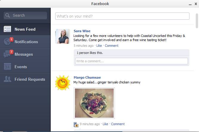 Ярлык Facebook в Pokki показывает ленту новостей и уведомления