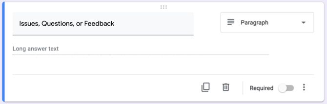 Поле абзаца для обратной связи и комментариев