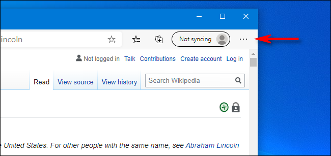 Click ellipses menu in Microsoft Edge