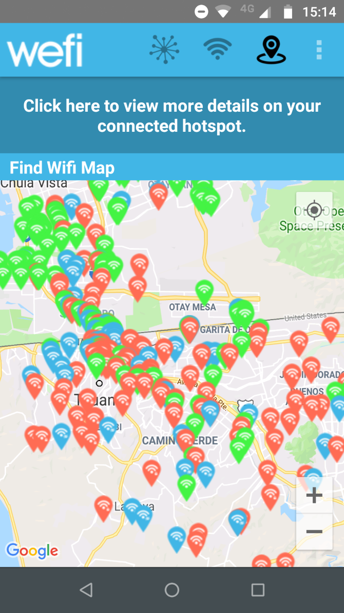 Карта точек Wefi с обозначенными Wi‑Fi