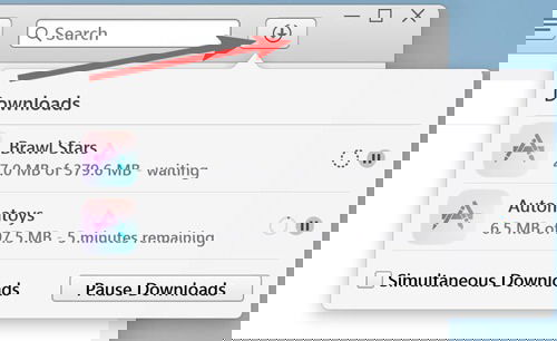 Кнопка для проверки состояния загрузок в iTunes
