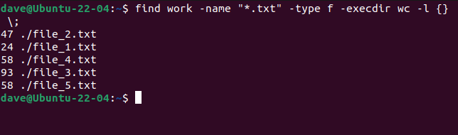 Использование find с командой wc