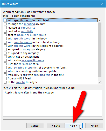 Отсутствие условий — правило применяется ко всем сообщениям