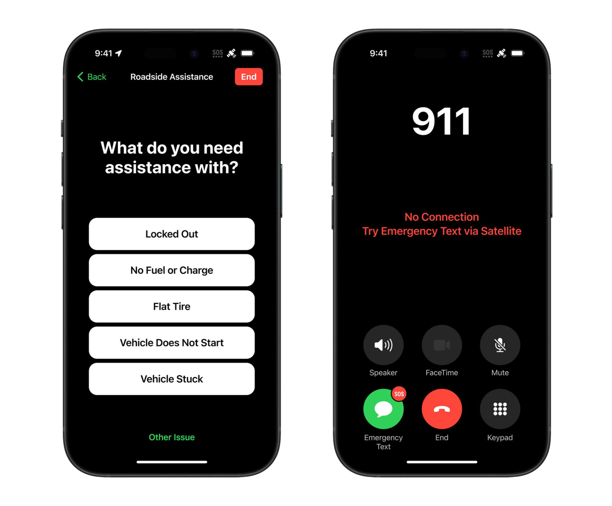 Дорожная ситуация и экстренная связь через спутник на iPhone 15.