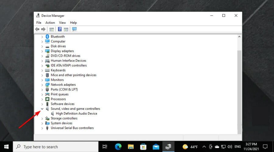 Раздел звуковых устройств