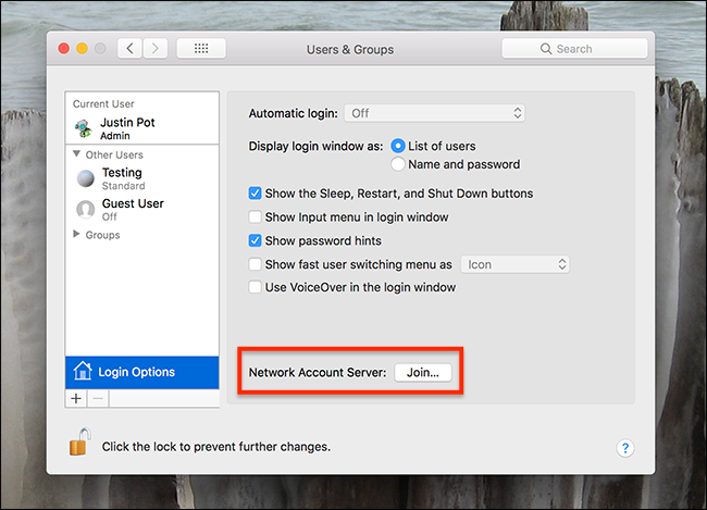 Параметры учётной записи и присоединение к серверу