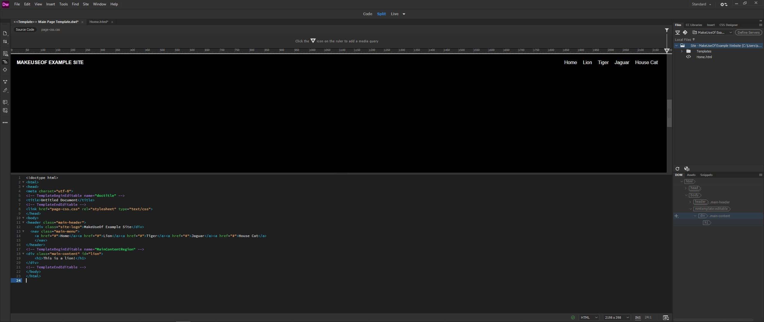 complete dreamweaver content template