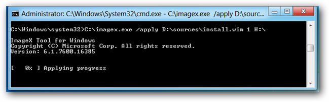 Процесс распаковки WIM на USB