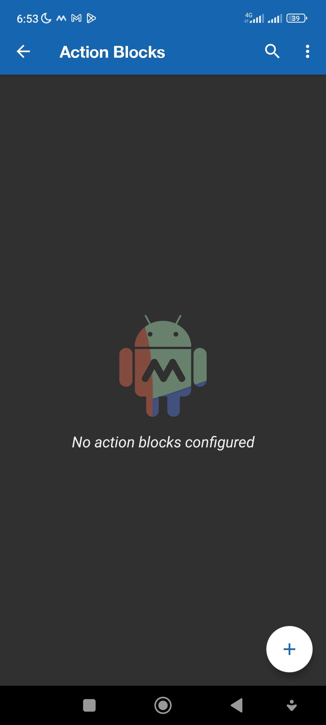 Экран создания блока действий MacroDroid