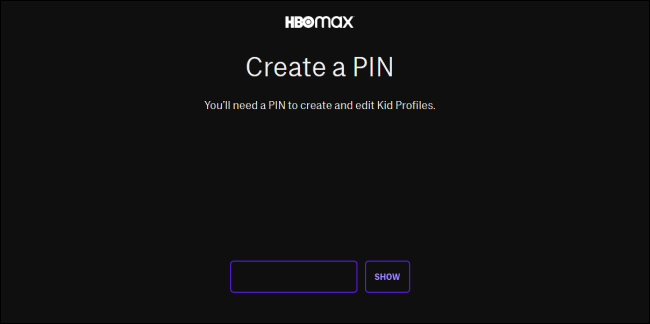 Создание PIN для детского профиля в HBO Max