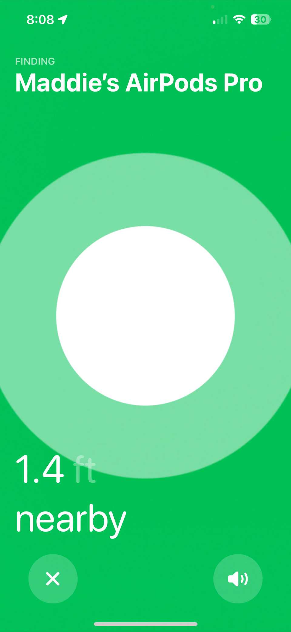 Экран точного поиска AirPods Pro