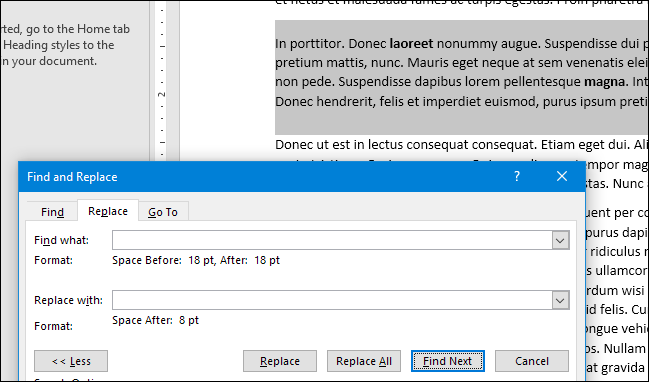Результат поиска абзаца с ненормальным интервалом