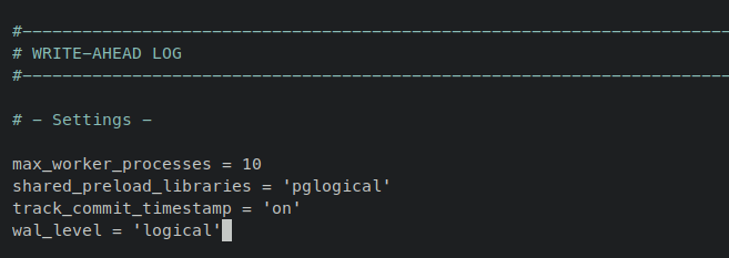 Включение pglogical в shared_preload_libraries
