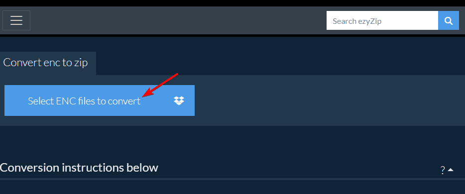 Кнопка: выбрать ENC‑файлы для конвертации