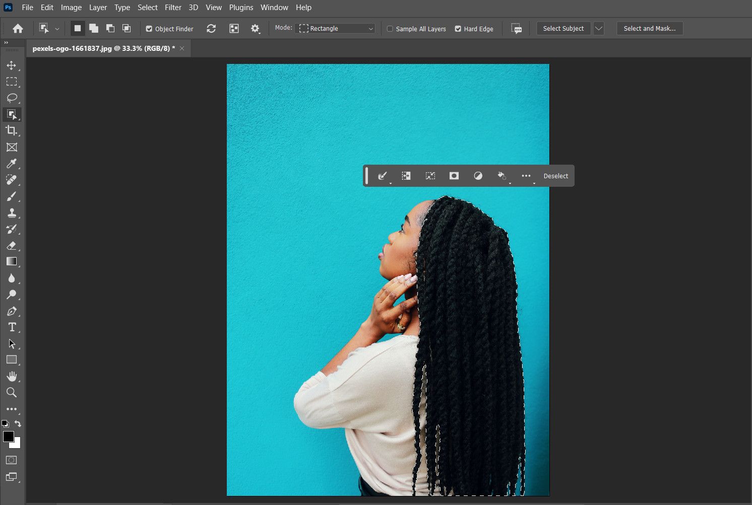 Выделение области волос в Photoshop