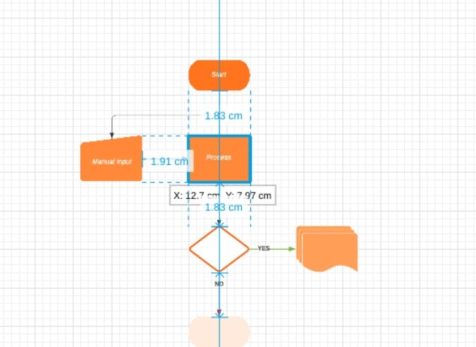 Автоподсказки в Lucidchart для точного выравнивания