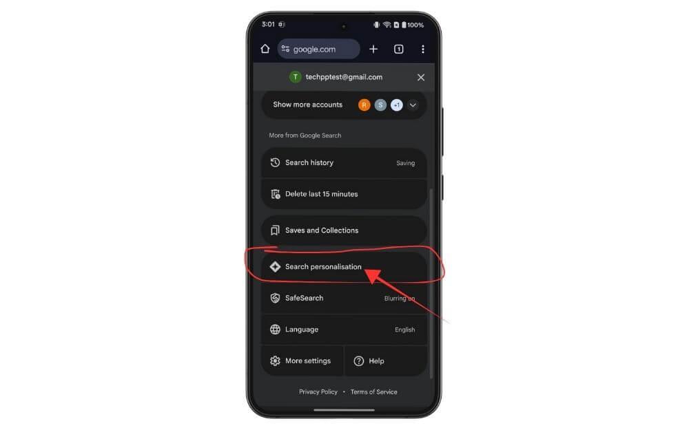 Настройки персонализации поиска в Google