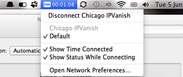 Иконка состояния VPN в строке меню macOS