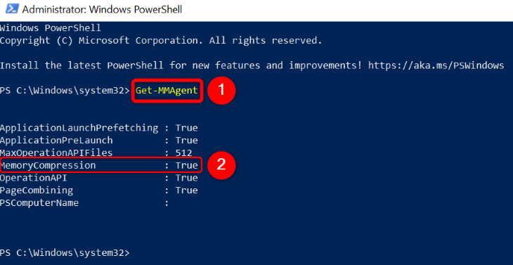 Проверьте состояние сжатия памяти.
